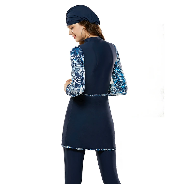New design plus size women long sleeve swimming suit burkini four piece muslim swimwear women hijab modest swimsuit swim dress