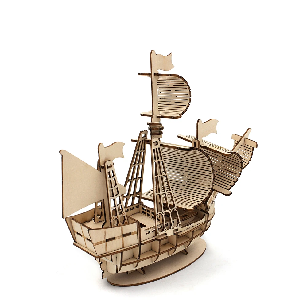 3D Puzzle Manufacturer Plywood Animal Sailboat Unisex  Eco-friendly Laser Cutting Model