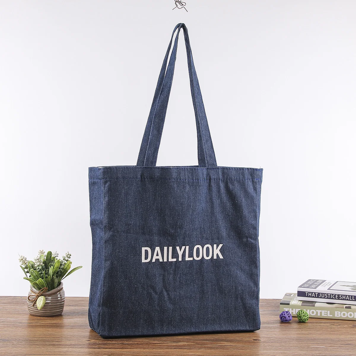 Wholesale custom plain blank recycled denim fabric tote bags