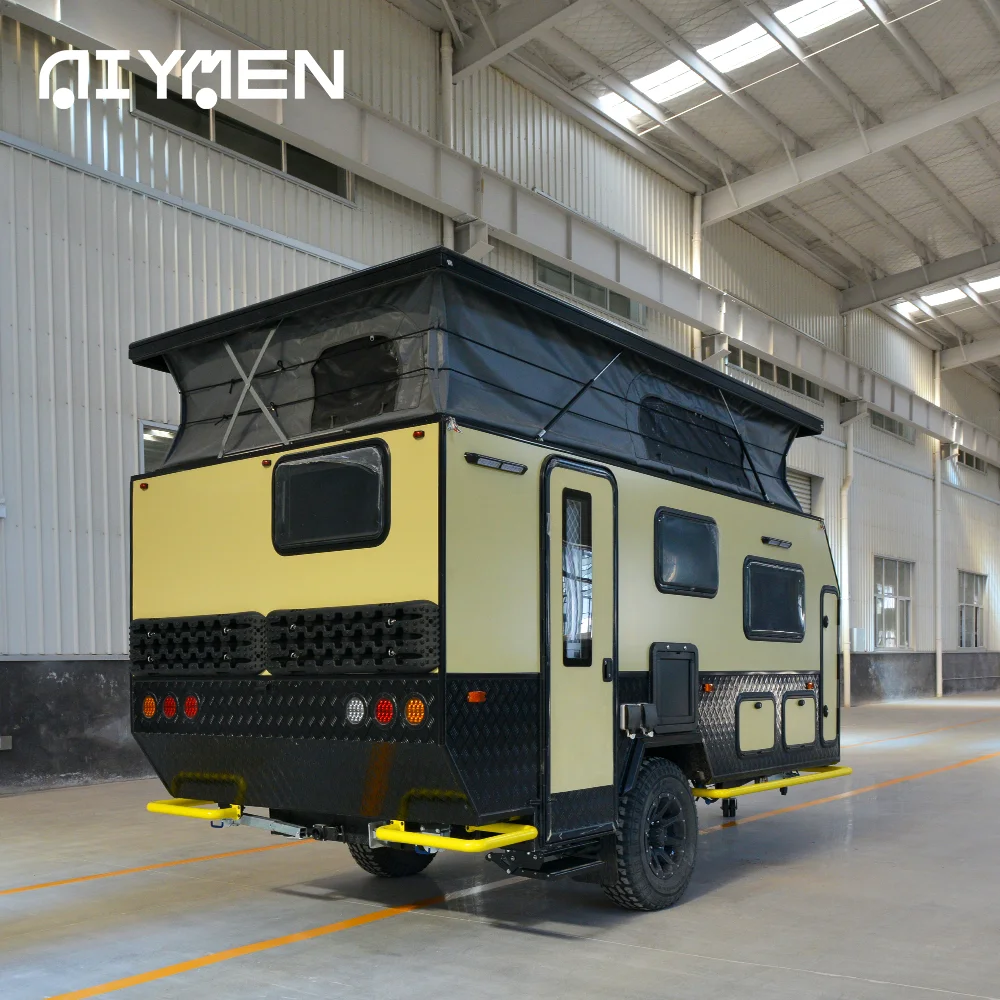 Роскошный 4x4 гибридный RV караван двухосный Электрический внедорожный туристический прицеп с солнечной панелью мини-прицеп для кемпинга