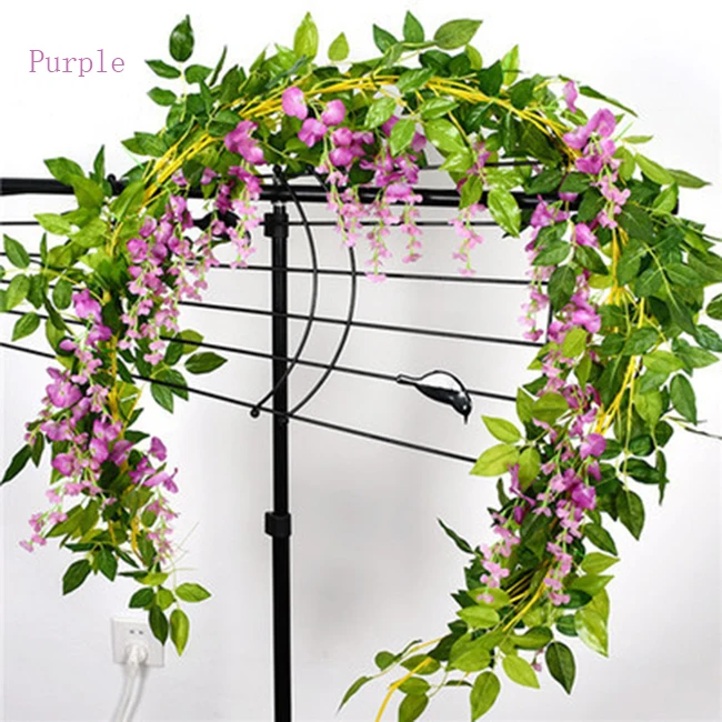 Artificial Flowers Wisteria Garland Artificial Wisteria Vine Hanging Flower Greenery Garland For Wedding Decoration