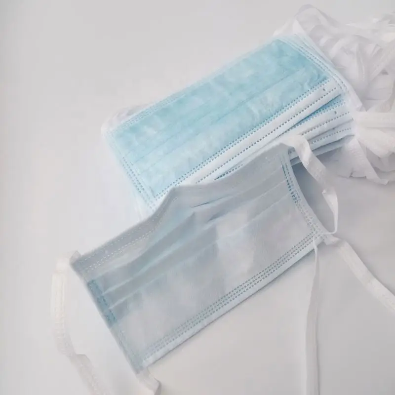 Doctor Use Non Woven blue Surgical face mask disposal with Tie On Headl Loop Metal Nose Clip