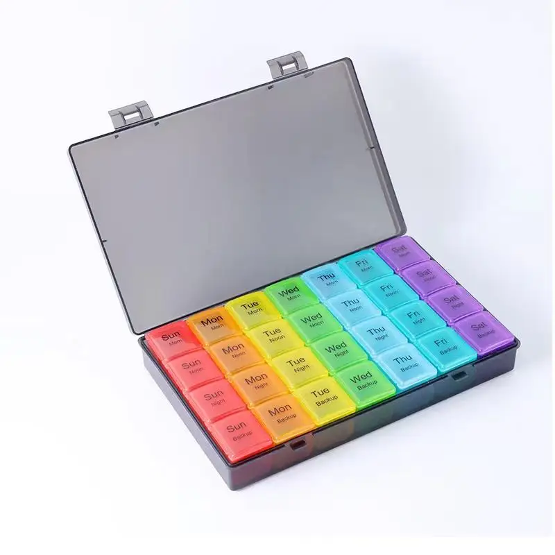 Customized Original 28 Grid Pill Box 7 Days Plastic Storage Box Eco-friendly Weekly Pill Organizer