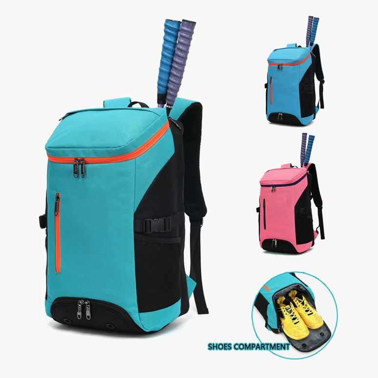 Customized  Large Capacity Canvas Badminton Racket Bag Custom Tennis Racket Bag Laptop Backpack With Shoes Compartment