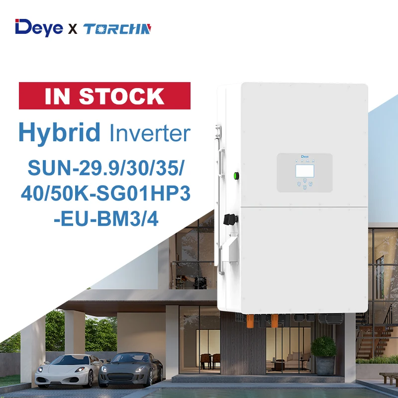 Deye Residential Inverter 30-50KW 3 Phase Hybrid Inverter SUN-50K-SG01HP3-EU-BM3 High Voltage Battery Solar Inverter for Home