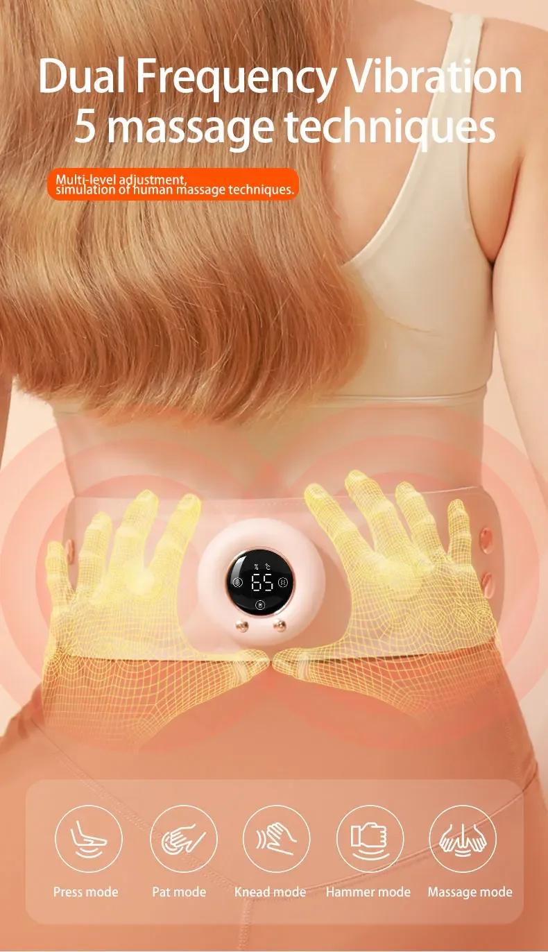 2024 New Design Waist Massager Hot Electric Waist Wireless Belt with Heating and Portable Belt Menstrual for Women Girl Gift