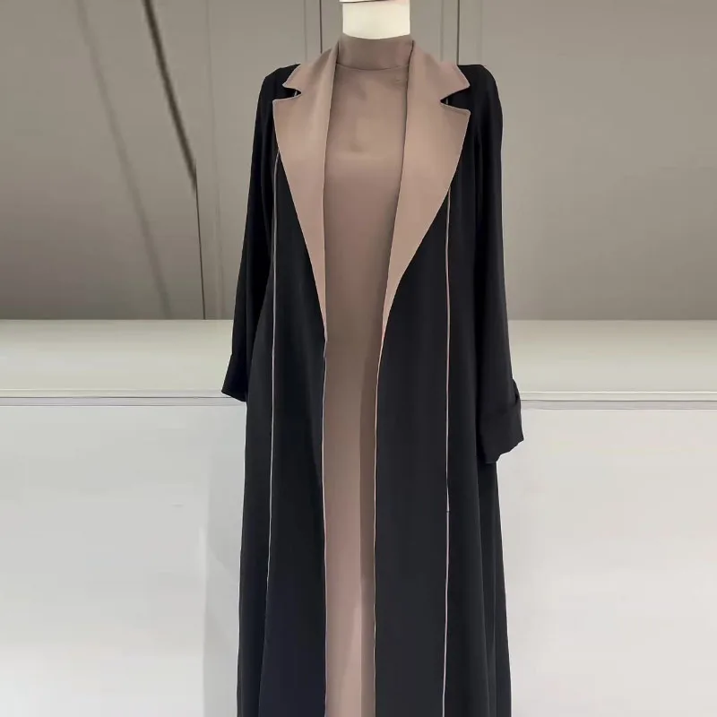 Wholesale Middle East Dubai High-end Fashion Solid Color Long Cardigan Robe Jacket Windbreaker