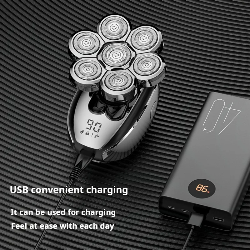 New digital display seven cutter head electric shaver scraping head hair rechargeable six-in-one Shaver