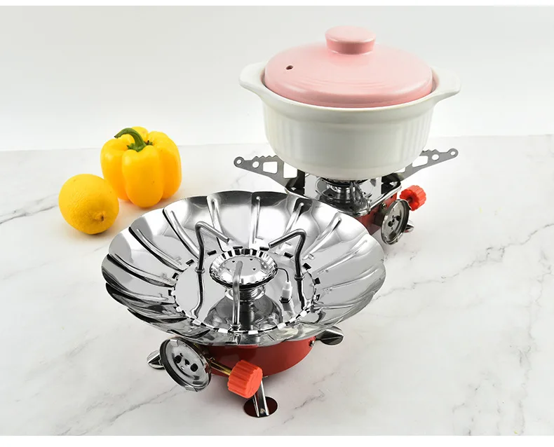 Outdoor portable mini square gas stove folding cassette camping picnic tool windproof gas stove