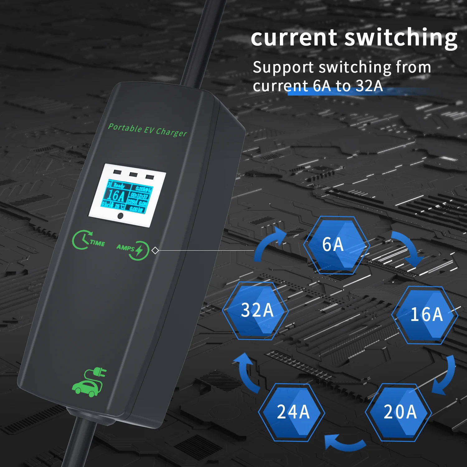16A Portable Electric Vehicle Charger station 3.84KW 16A Type2 EV charger With Schuko Plug