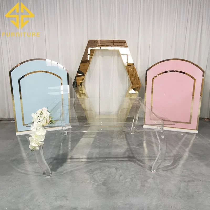 New coming crystal clear acrylic square dining table for wedding banquet event used