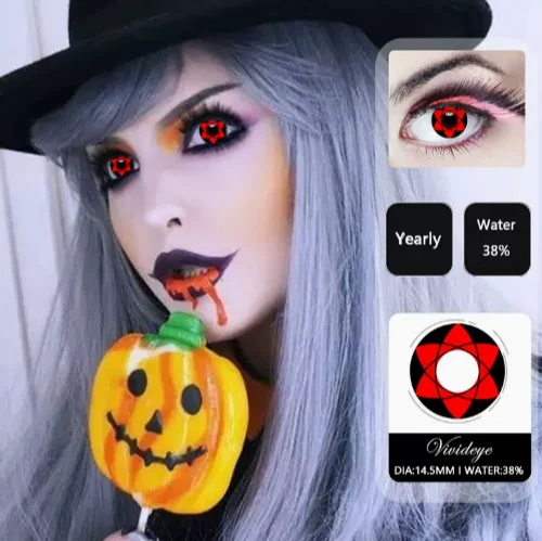 Halloween Sharingan Role play Party Red KAKASHI cosplay colored eye contact lenses case contact lenses