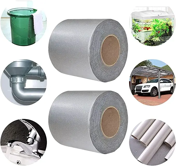 Waterproof Aluminum Foil Rubber Tape Stop Leaks Strong Adhesion Single Side Butyl Tape