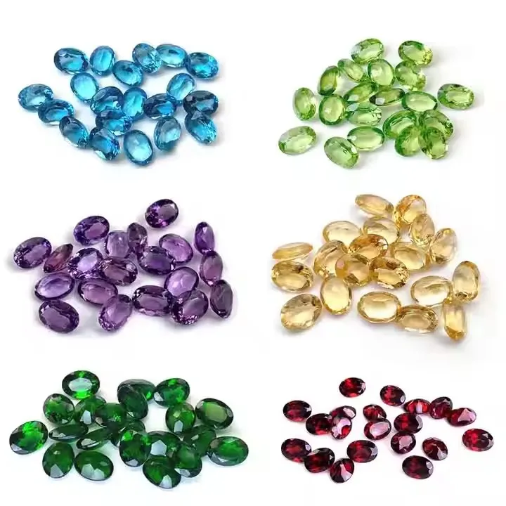 Wholesale natural moonstone opal garnet amethyst olivine citrine topaz Larimar diopside gem stone cutting cabochon diy Jewelry