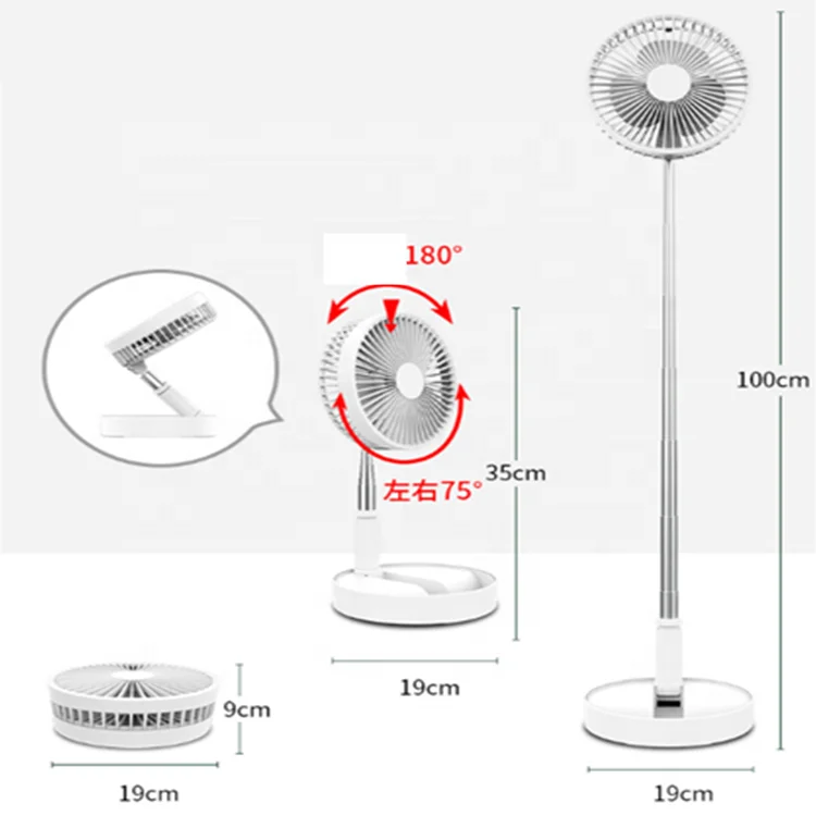 Custom Printed Foldable and Extension-type Fan Retractable Rechargeable Battery Fan USB Charging Small Powering Fan