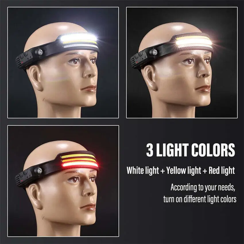 Warsun LX2000 High Power 1200 lumen Wireless Smart Sensing head torch light USB Rechargeable COB Professional working headlight