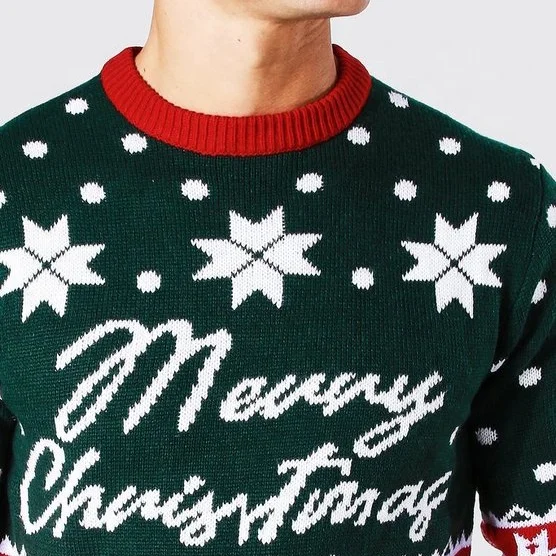 OUTENG Men Ugly Christmas Cartoon Pattern Contrast Color Pullover Custom Ugly Christmas Sweater Jumpers Jumper For Men