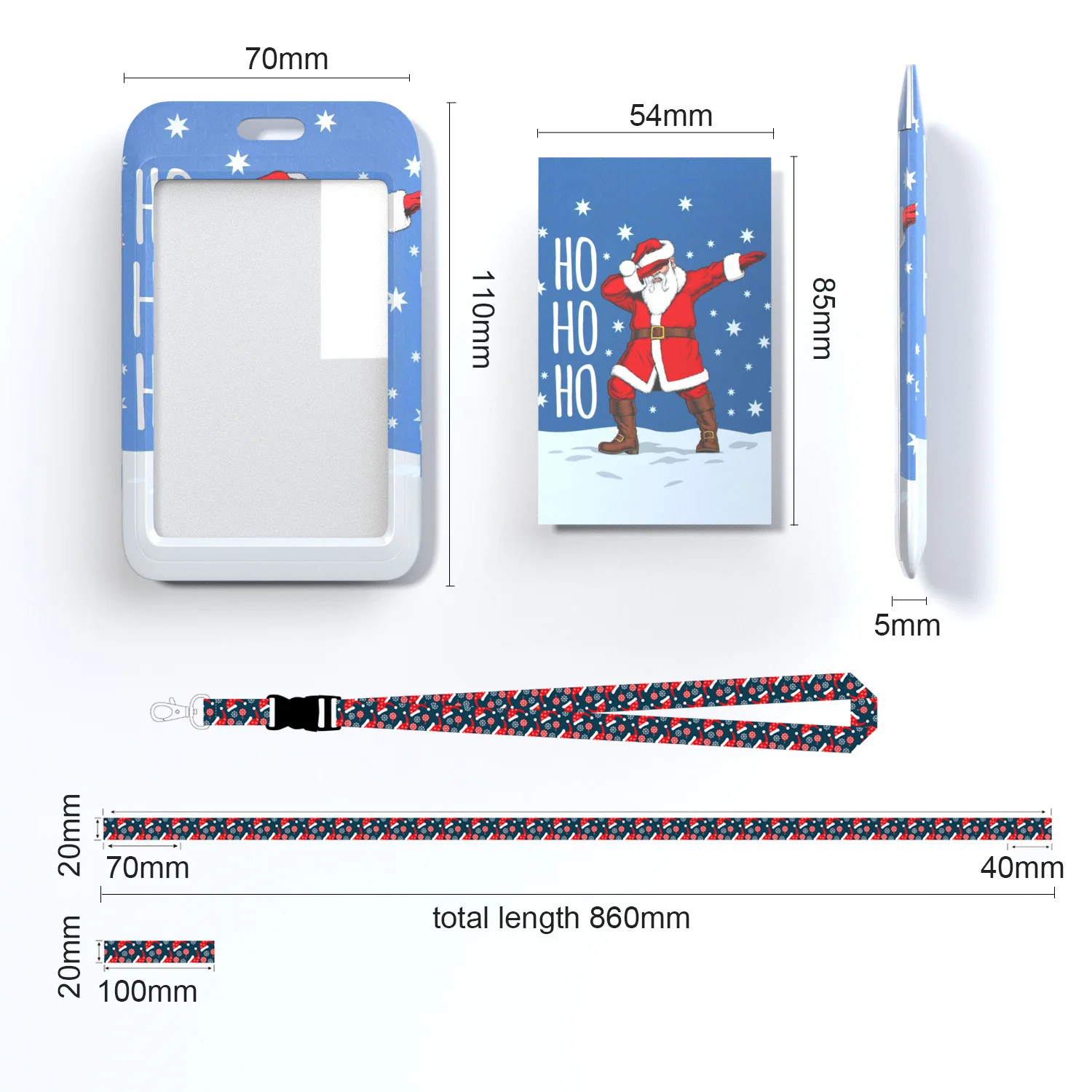 2024 Christmas Series Card Holder Customizable   Bus  Student Meal & ID Card Holder  UV Printed Chest Plastic Cardholder