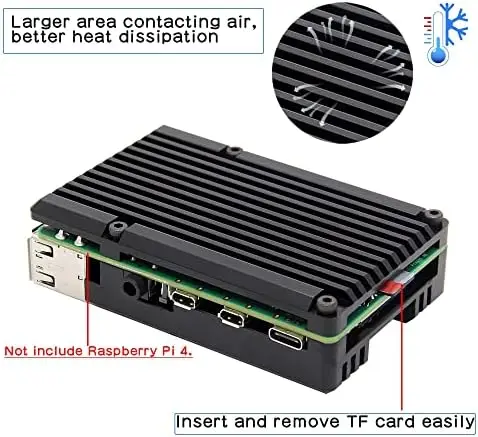 Aluminum Alloy Raspberry Pi 4  Case Pi 4 Computer Model B Housing Passive Cooling Case Compatible with Raspberry Pi  4BB