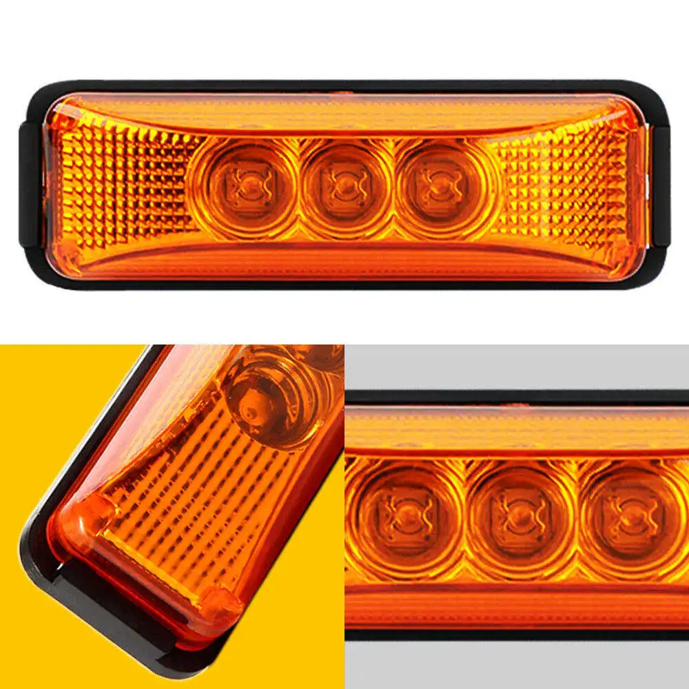 4 inch x1 inch 3 LED Side Marker Light Indicator Lamp  LED Marker & Clearance Light truck side maker lights Trailer Truck Fender