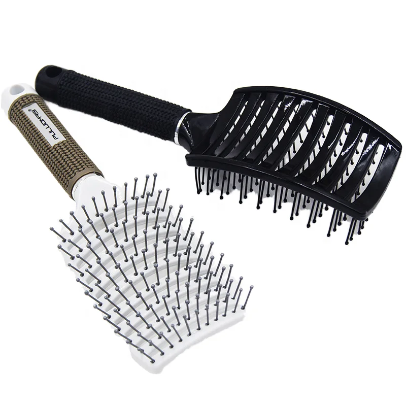 Curved Tooth Straightening Wig Comb Boar Bristle Plastic Smooth Hair Massage High Skull Spare Ribs Comb for Home or Salon Use