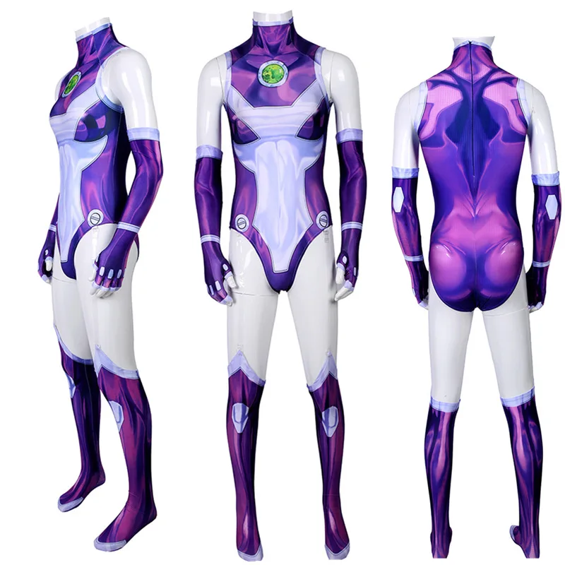 Junior Titan spark Starfire combat Jumpsuit elastic Girls Halloween Cosplay suit