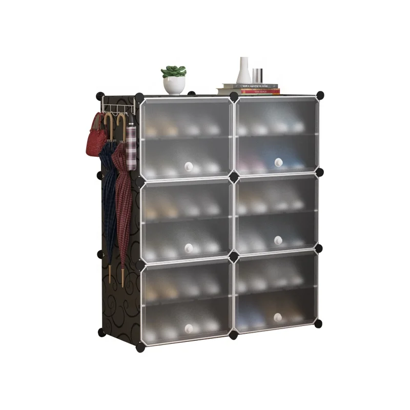 Самодельный пластиковый шкаф для обуви, 24 пары обувных стеллажей, органайзер, полка для обуви черного цвета для использования в гостиной