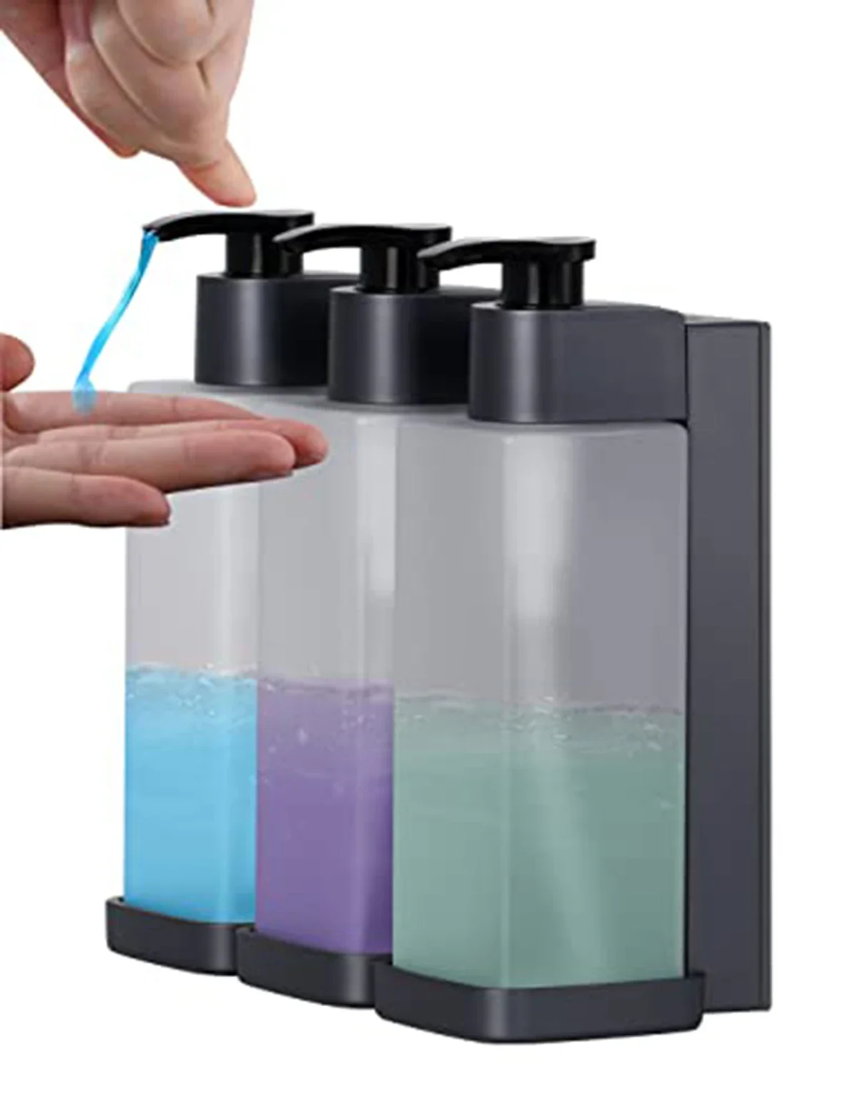 300ML Dispenser for Liquid Soap Shower Gel Hand Wash Dispenser Dish Soap Container Kitchen Bathroom Wall Mount Countertop