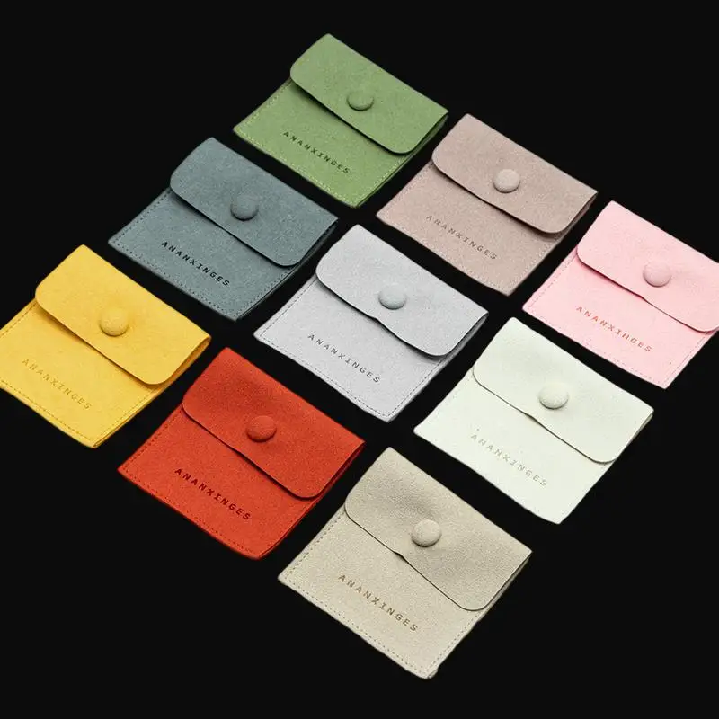 Jewelry Lipstick ID Card Storage Microfiber Bag Custom Logo Printed Emboss Colors With Closed Magnet Dust Microfiber Pouch