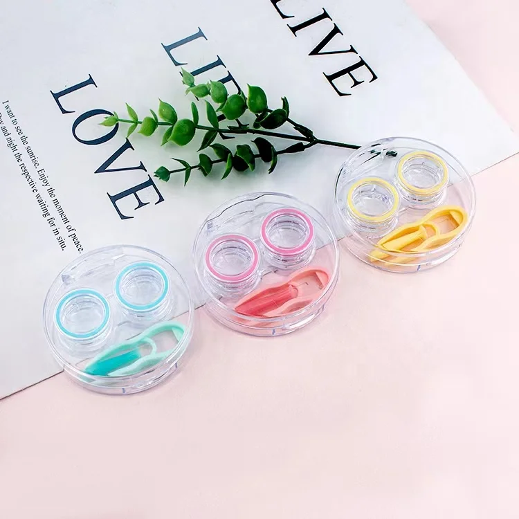 Cute Coloured Contact Lenses Box Eyes Kit Holder Container flip Contact Lenses Case