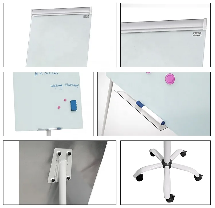 Top Sale 4Mm Tempered Glass Standard Flip Chart Magnet White Board