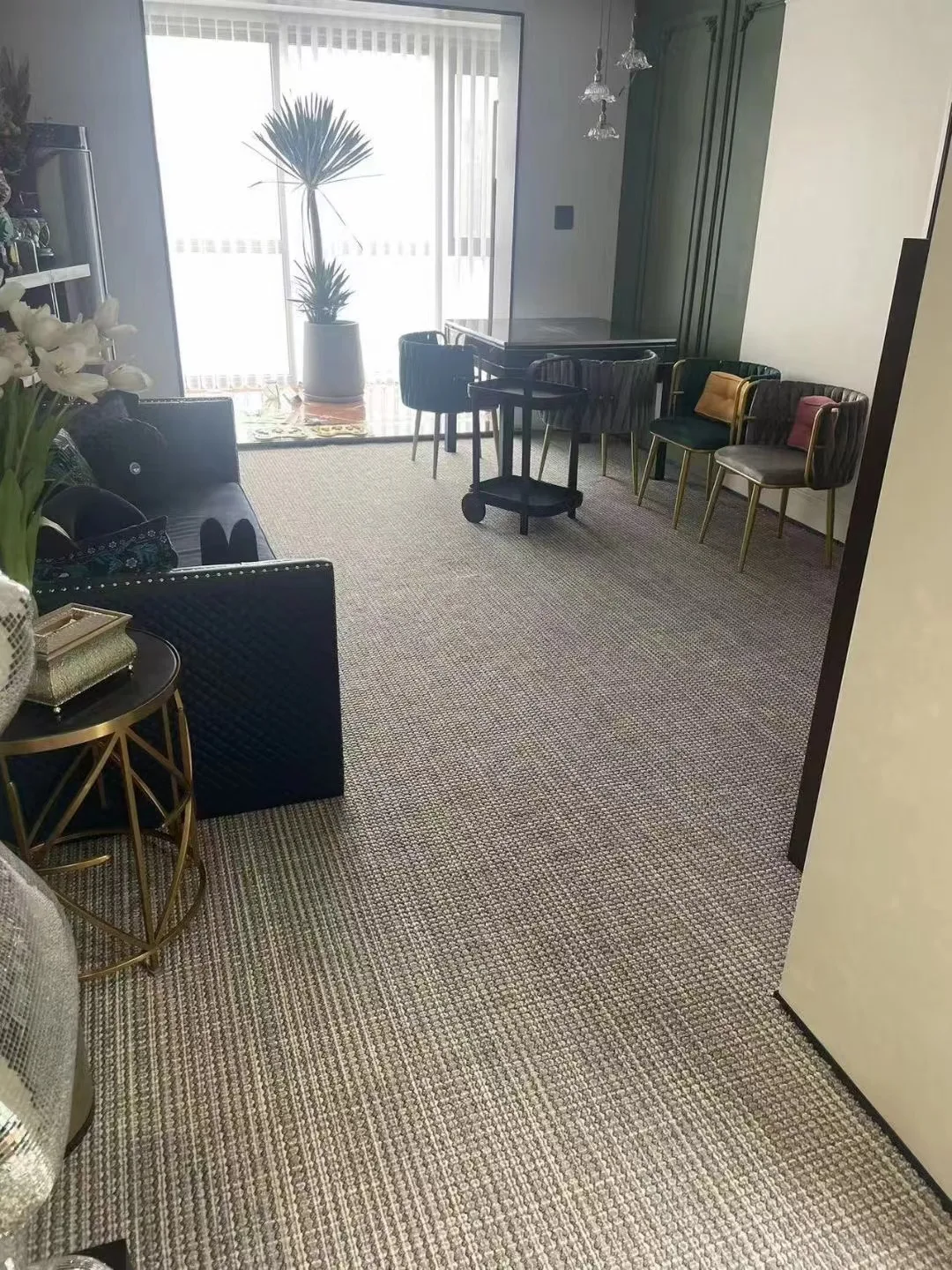 FACTORY PRICE MODERN LOOP CUT HANDMADE HANDLOOM WOOL SILK CARPET