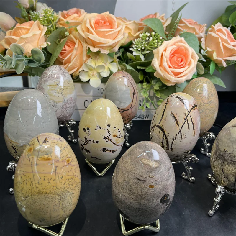 Wholesale Bulk Yoni Egg Dinosaur Egg Crystal Crafts Picture Stone Egg For Spiritual Healing