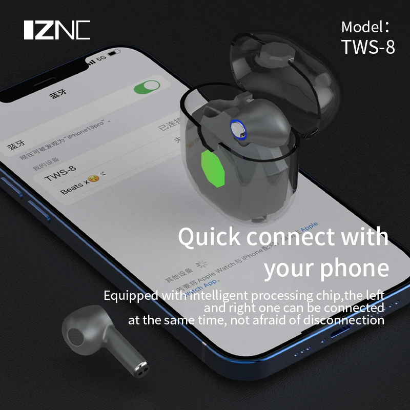 Best Mini sport tws gaming earphones wireless transparent headphones wireless with led display