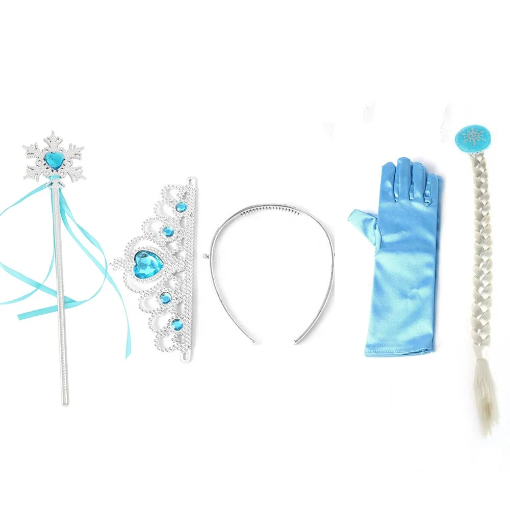 4piece/set little girl crown wand gloves hair piece princess Frozen 2 Elsa Tiara set
