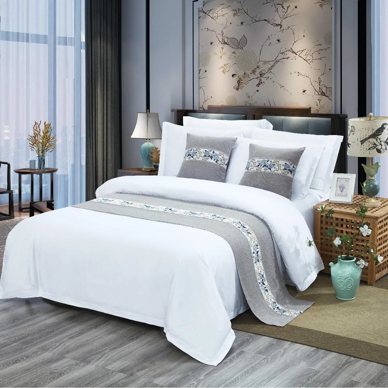 Luxury and elegant smudge-proof bed runner cushion hotel bed flag for bedding set