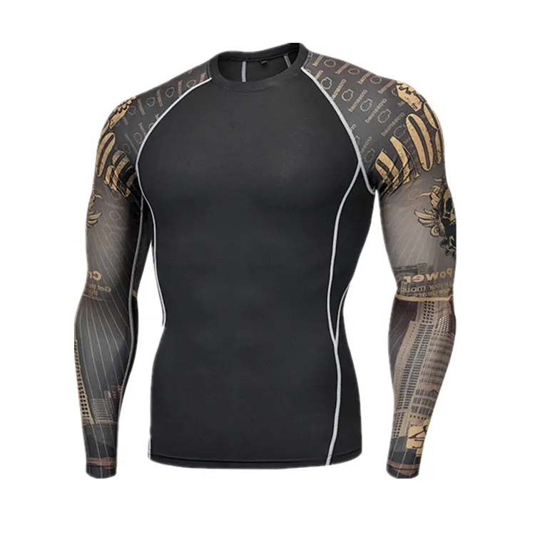 Men Compression Running T Shirt Fitness Quick Dry Rashgard Tight Long Sleeve Sport tshirt Training Jogging Shirts Gym Sportswear