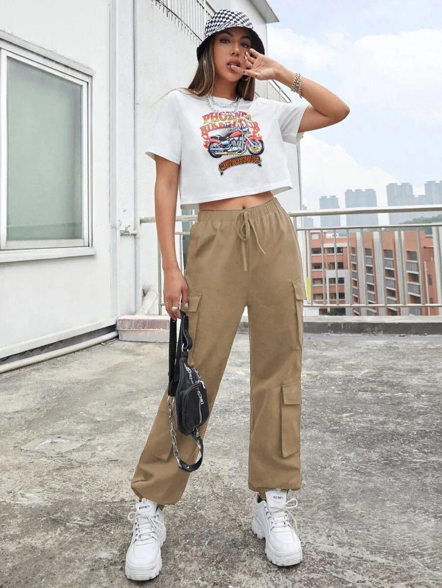 Спортивные брюки с регулируемой талией для танцев в стиле хип-хоп модные уличные женские длинные