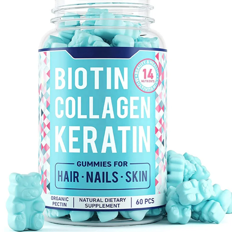 Premium Biotin Gummies Hair Gummies Biotin Collagen Keratin Gummies Vegan Healthy Hair Skin And Nails Hair Growth Vitamin Oem