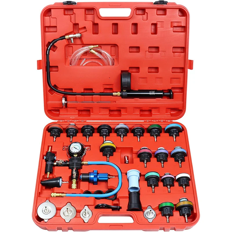 33-Pieces Radiator Pressure Tester and Cooling System Pneumatic Vacuum Coolant Refill Tool for Most Cars Trucks Airlift