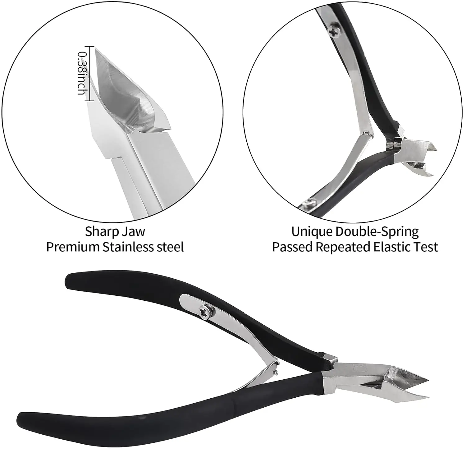 Durable Dead Skin Remover D501 Nail Cuticle Pliers Trimmer Tweezers Black Manicure Cuticle Nippers with Cuticle Pusher
