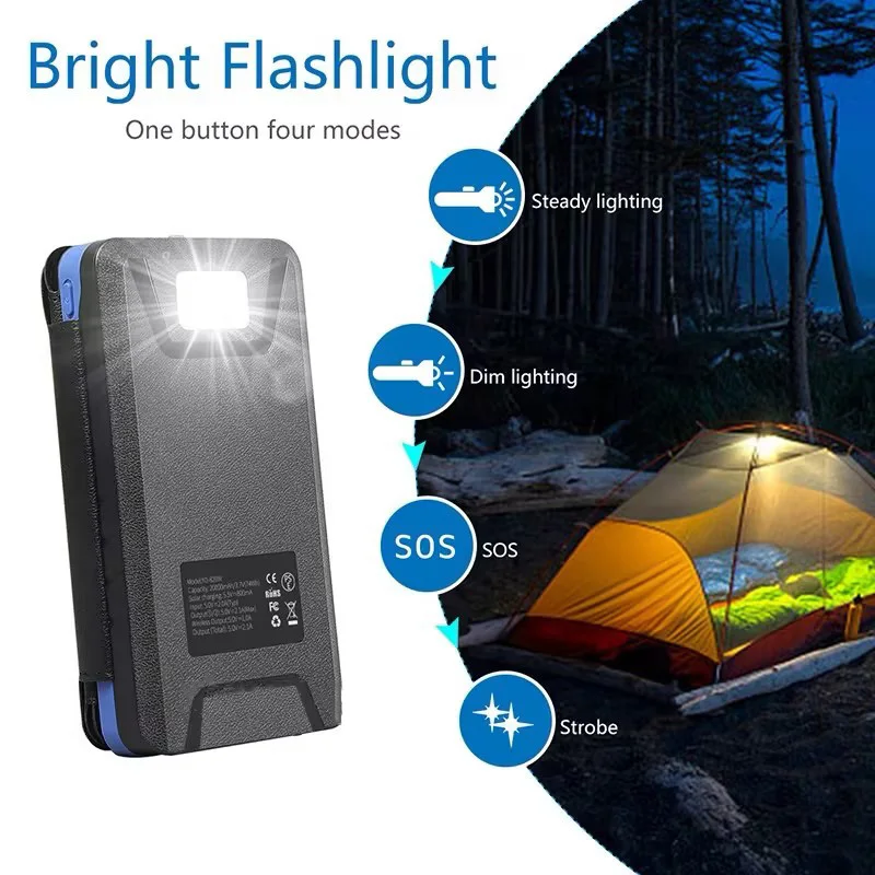 New solar powerbank  30000mah Waterproof  Type-C high capacity