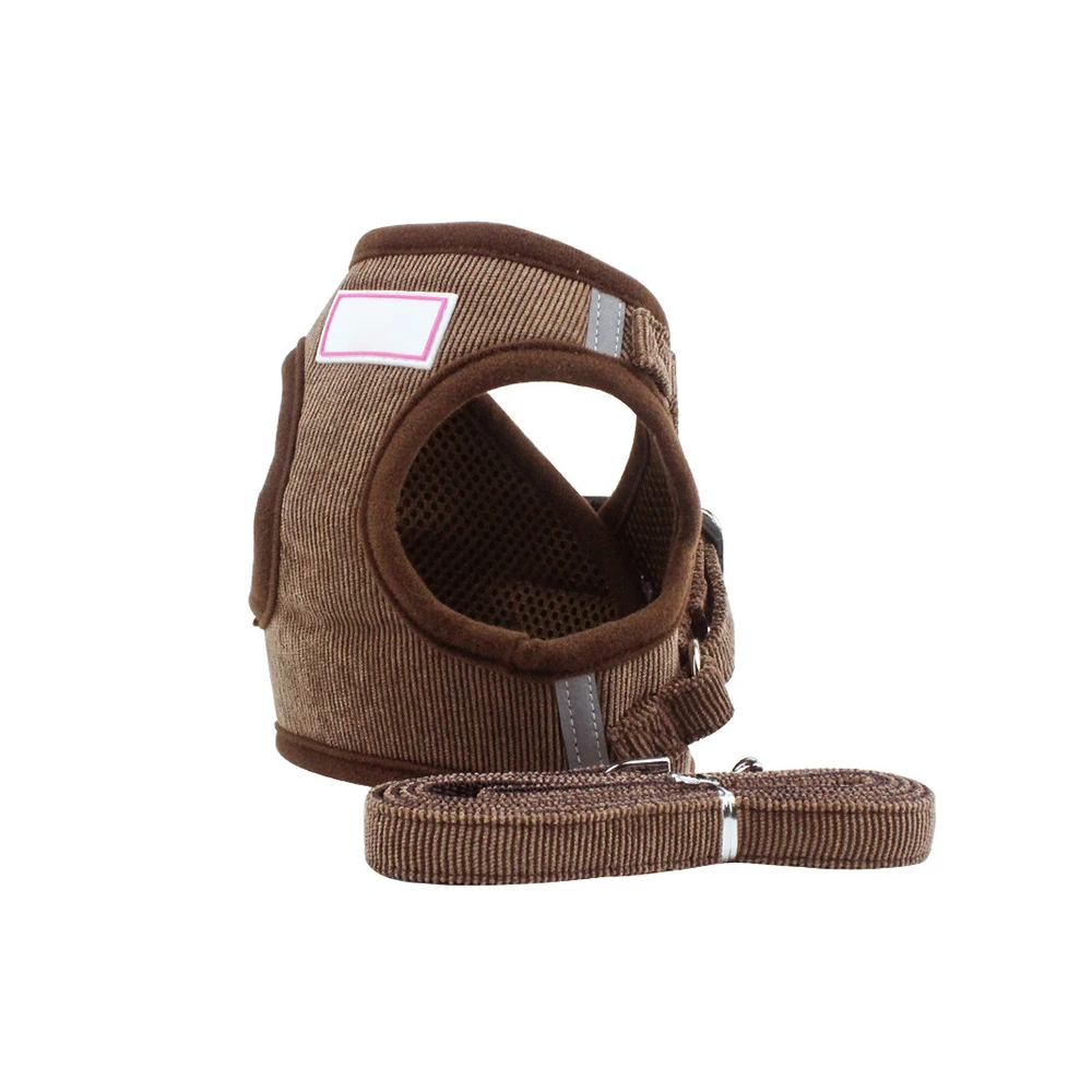 Breathable Corduroy Dog Harness and Leash Comfortable Small Pet Puppy Dog Harness