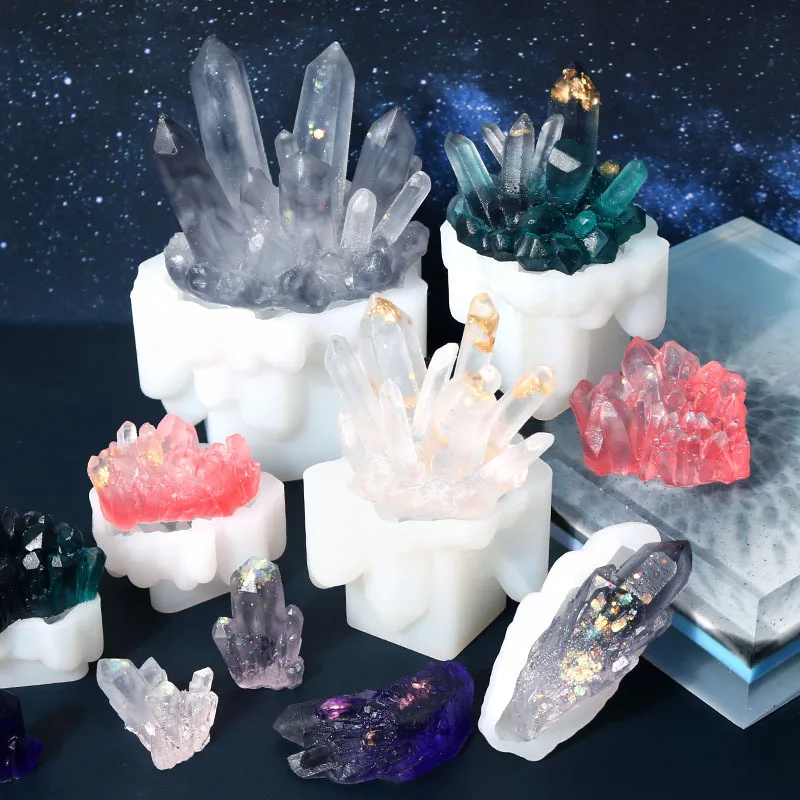 Diy 11 Crystal Cluster Stone Silicone Mold Epoxy Liquid Resin Srt Decoration