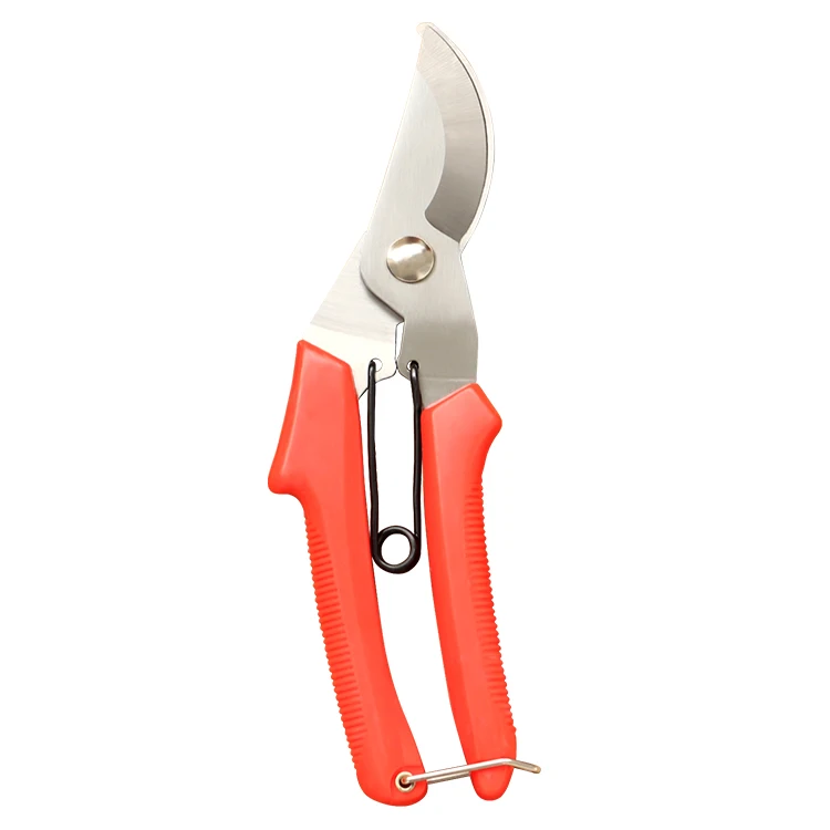 Plastic Handle Pruning Shears-Red Elbow Pruning Curved Tipstainless Steel Garden Scissors