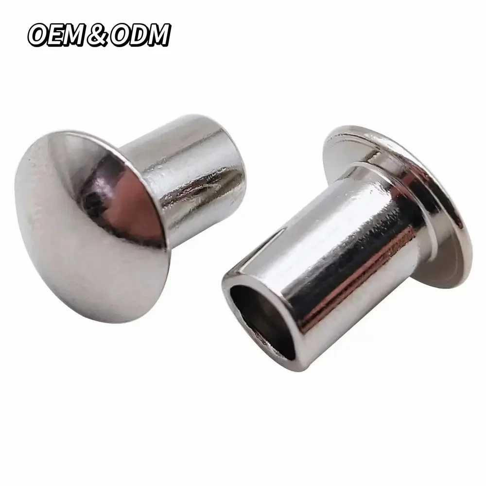 304 Stainless Steel Leather Rivet Semi Tubular Round Head Hollow Rivet Custom Tubular Rivets