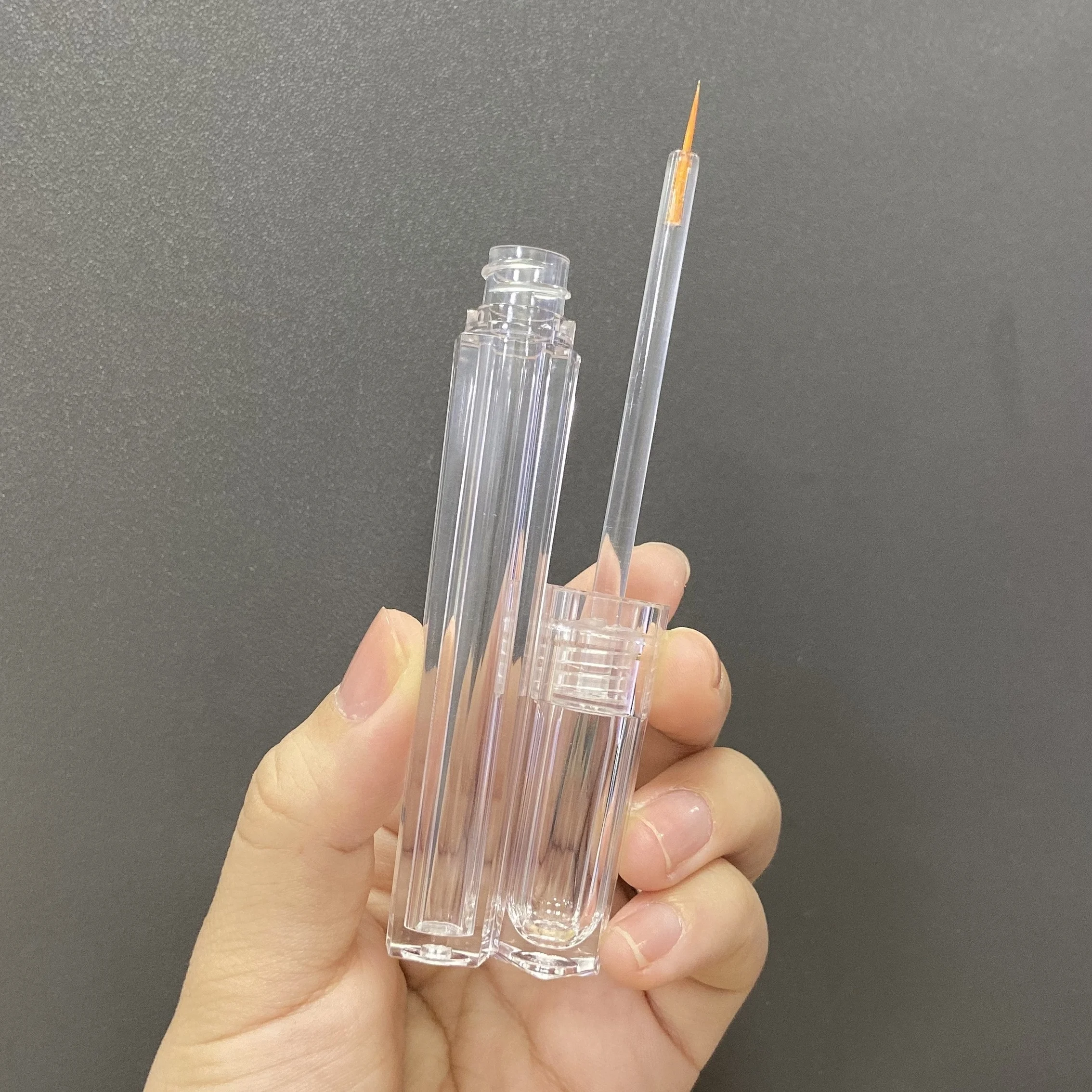 3ml Full clear Liquid Eyeliner Bottle  Polygonal Plastic Tube Container Transparent Empty  Lip Gloss Tube Cosmetic Packaging