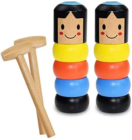 1set Immortal Daruma Unbreakable Wooden Man Magic Toy Christmas Holloween Gift  Close Up Stage Magic Props Fun Toy Accessory