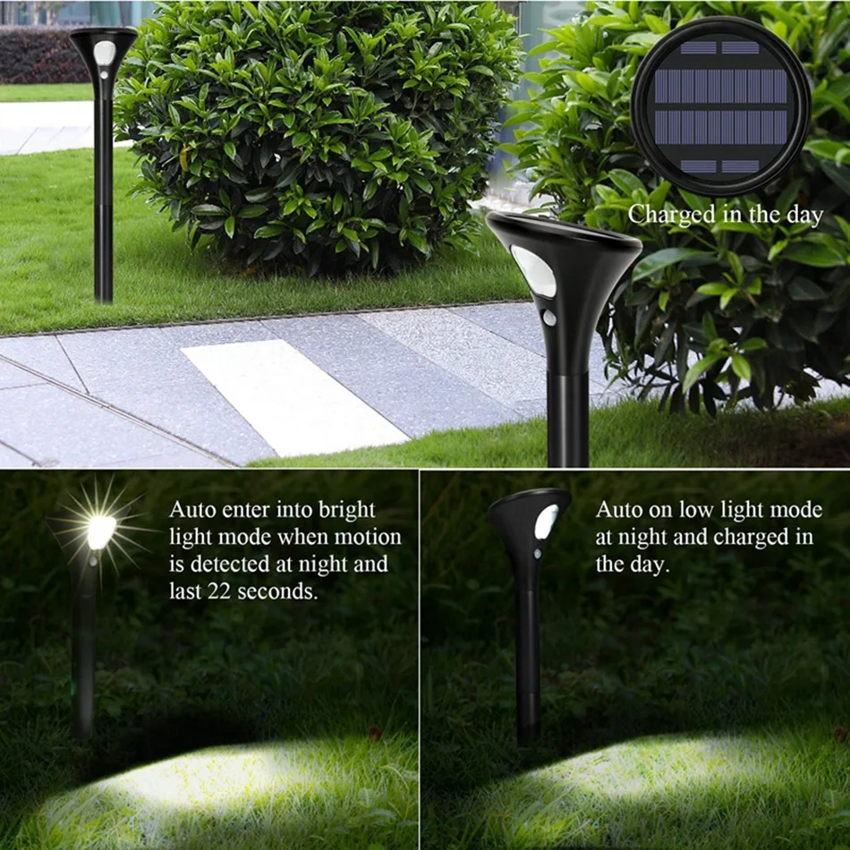 Solar Lights Outdoor high Brightness COB Solar Motion Sensor Pathway Light for garden yard walkway