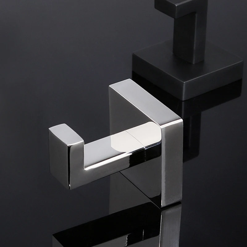 Unique Design Towel Hooks for Bathrooms Brush Nickel Stainless Steel Hook Modern Square Heavy Duty Wall Mount Clothes Hook